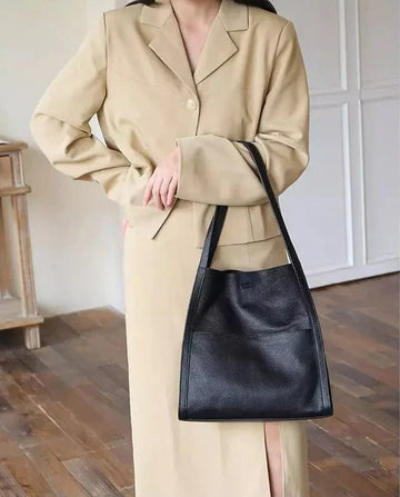 Cora Solid Color Simple Faux Leather Shoulder Bag